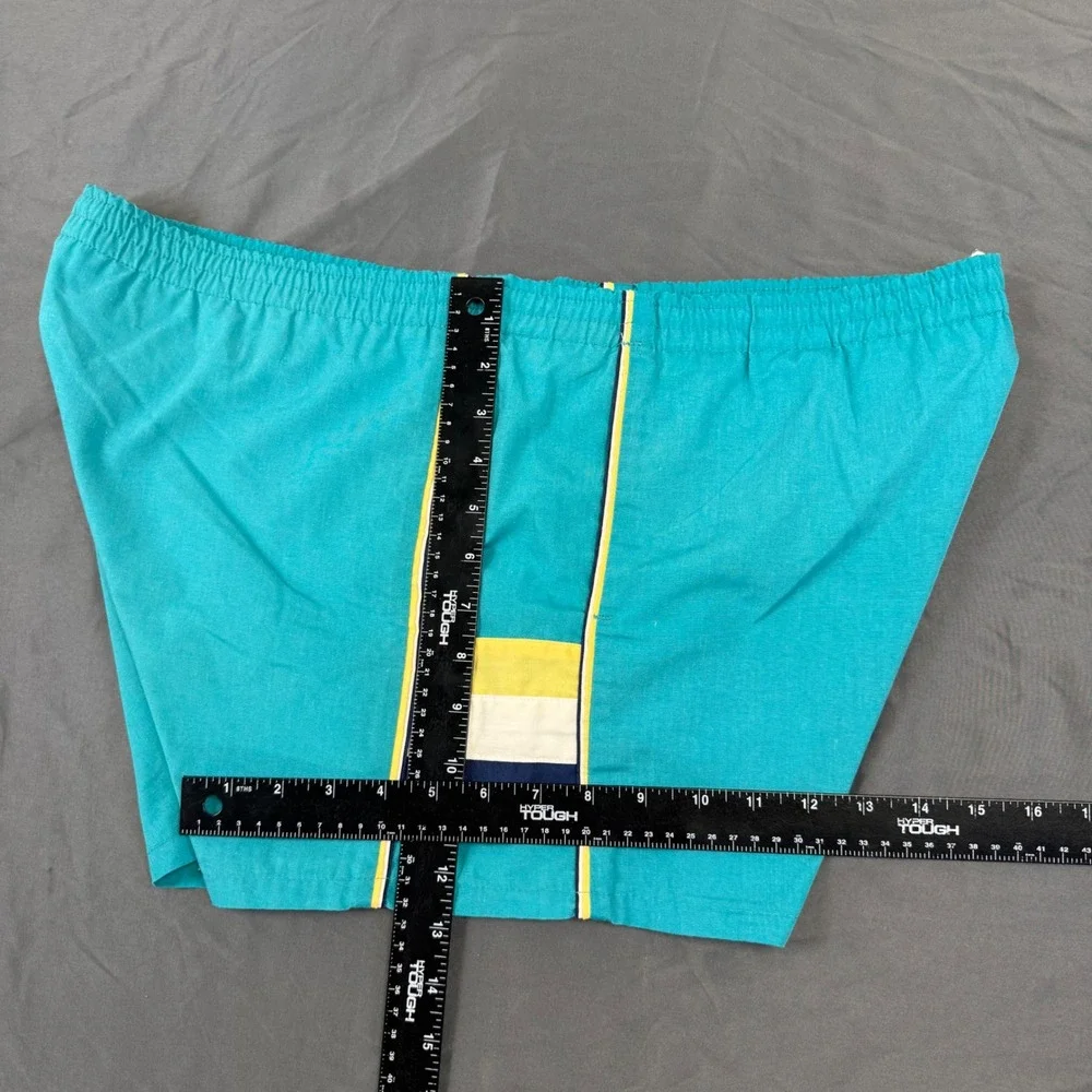 Vintage Jantzen Mens Teal Blue Striped Swim Trunks Shorts Size 40 Made in USA